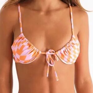 Aurelle Riza Sunset Bikini Tie Top Pink and Orange Size Large